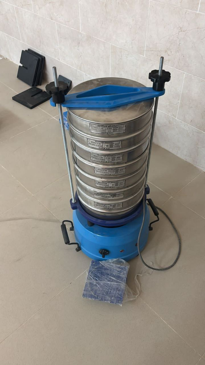 Sieve Nest Stainless steel frame and mesh diameter 8", Mesh sizes 25, 20,16, 12.5, 9.5 , 6.3 , 5, 4.75, 2.36 , 1.18 mm, 600, 300, 150, 75 micron and pan and cover